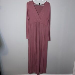 Elegant Mauve Long Sleeve Dress